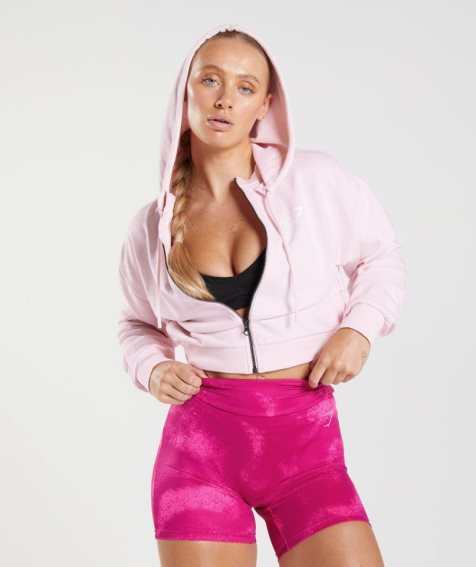 Women's Gymshark GS Power Cropped Zip Hoodie Pink | CA N706A8